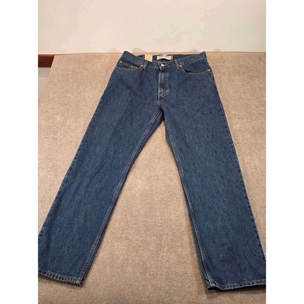 Levis 505 Regular Fit Straight Leg Jeans Mens 36x32 Dark Wash Blue Denim NWT